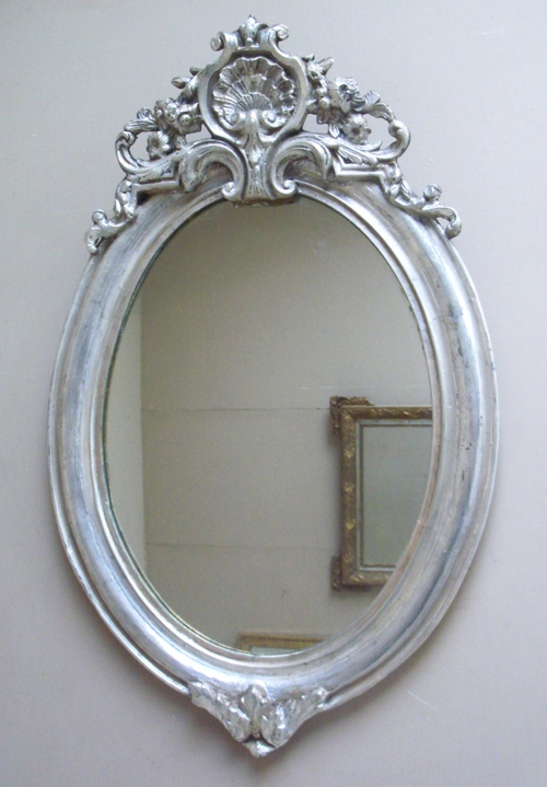 french silver oval mirror